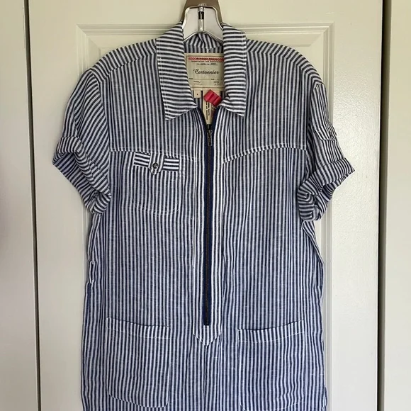 Cartonnier Striped Linen Conductor Boiler Jumpsuit 🚂 - Picture 2 of 6